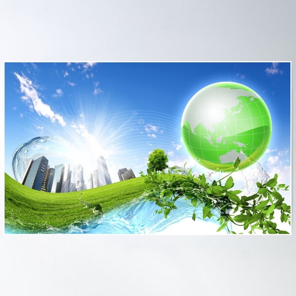 Frutiger Aero Global Nature City Poster Home Decor Office Wall Art