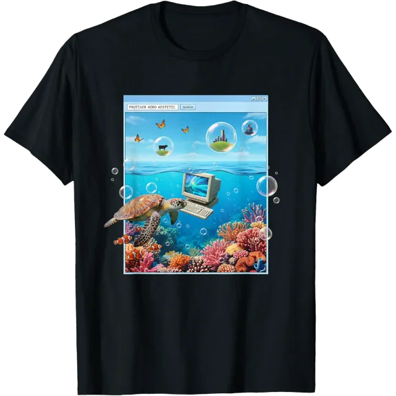 Frutiger Aero Nostalgic Computer Surf Design T-Shirt