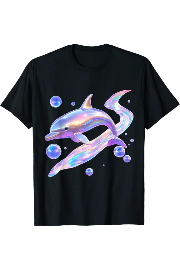 Frutiger Aero Y2K Chrome Dolphin T-Shirt, Unisex T-Shirt