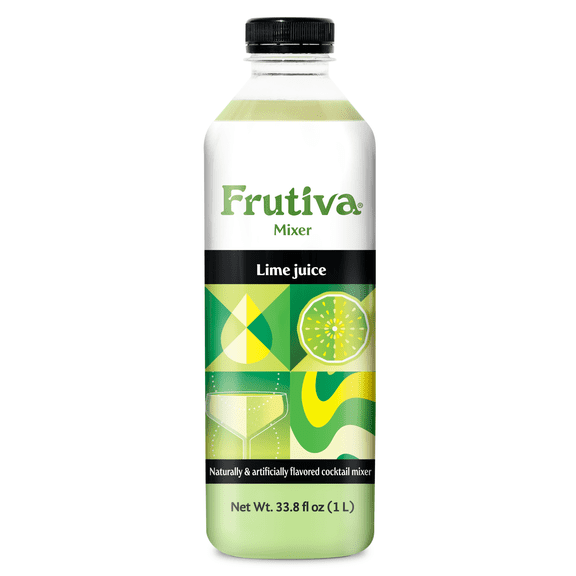 Frutiva Lime Juice Craft Cocktail Mixer 45 Bar-Ready Pours | Non-Diluted Real Citrus | 1 Liter