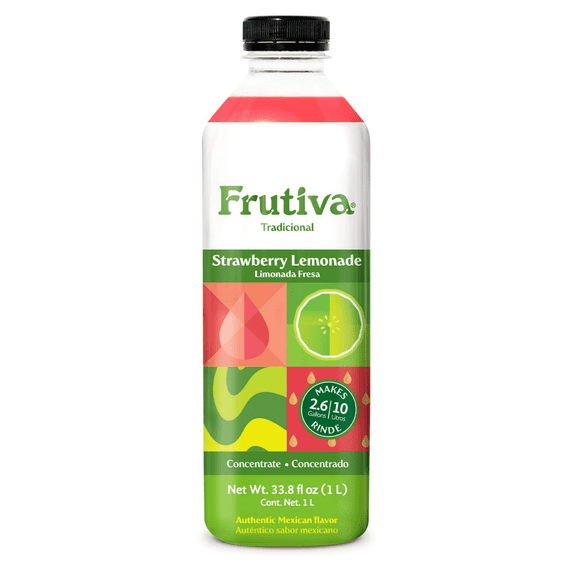 Frutiva Strawberry Lemonade Drink Mix | 1-to-10 Dilution | Makes 2.6 Gallons | 1 Liter