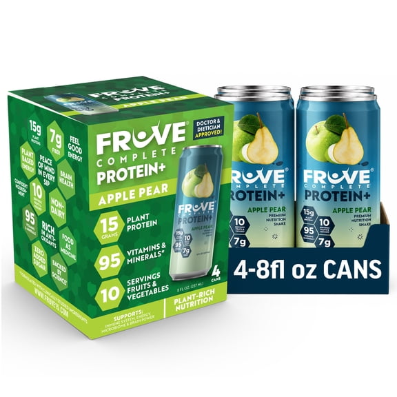 Fruve Complete Protein Nutritional Drink, Apple Pear, 8 fl oz, 4 Pack