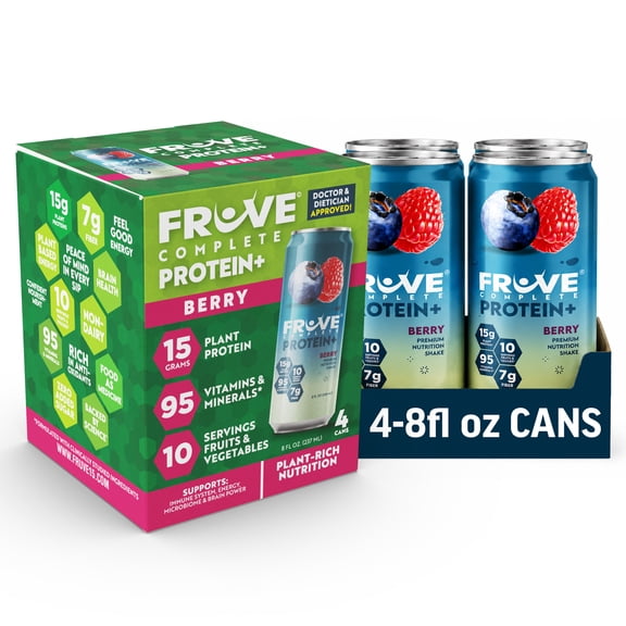 Fruve Complete Protein Nutritional Drink, Berry Flavor, 8 fl oz, 4 Pack