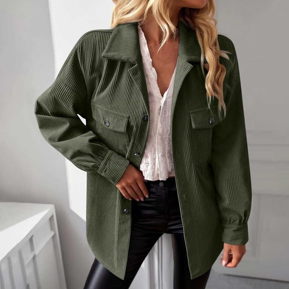 DYTTDG Women's Solid Color Lapel Cardigan Long Sleeve Top Jacket on Clearance Family Gifts