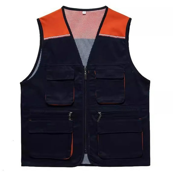 DYTTDG Women's Workwear Cargo Sleeveless Jacket Plus Size Solid Color V-Neck Zipper Top with Pocket on Clearance