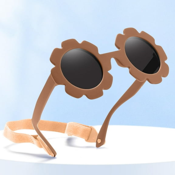 Frwgonr Baby Sunglasses with Strap UV Polarized Kids Cute Sunglasses Outdoor Beach Holiday Coffee, Size 0-3T