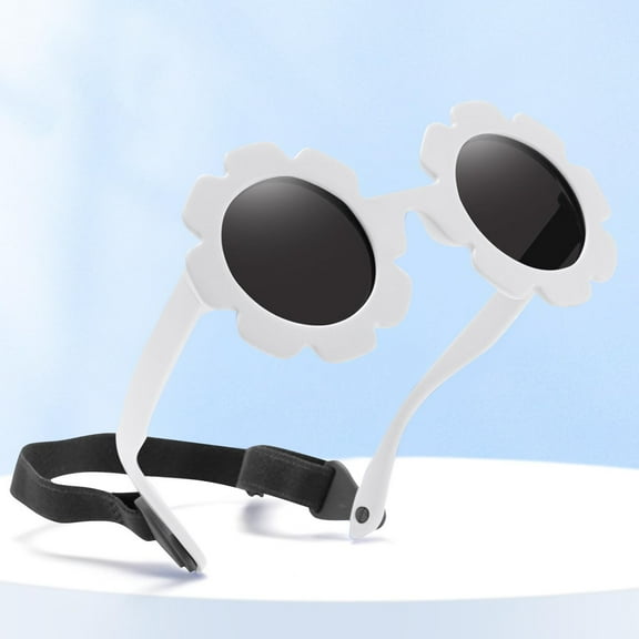 Frwgonr Baby Sunglasses with Strap UV Polarized Kids Cute Sunglasses Outdoor Beach Holiday White, Size 0-3T