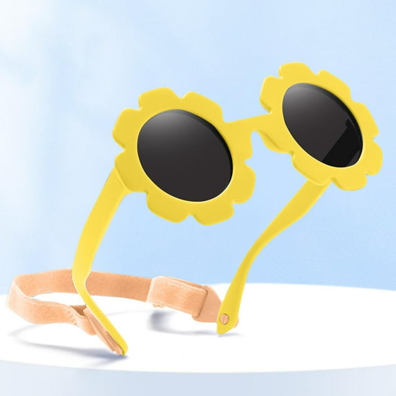 Frwgonr Baby Sunglasses with Strap UV Polarized Kids Cute Sunglasses Outdoor Beach Holiday Yellow, Size 0-3T
