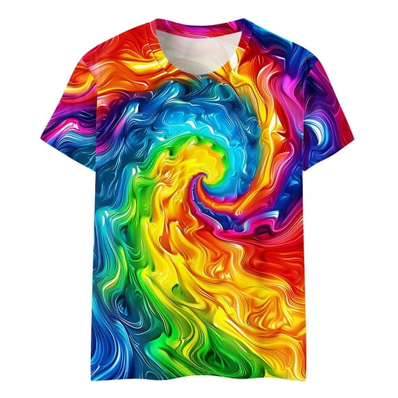 Frnrwgo Big Boys T-shirts Short Sleeve Hippie Tshirt Senior Tee Size 3T-14, Multicolor
