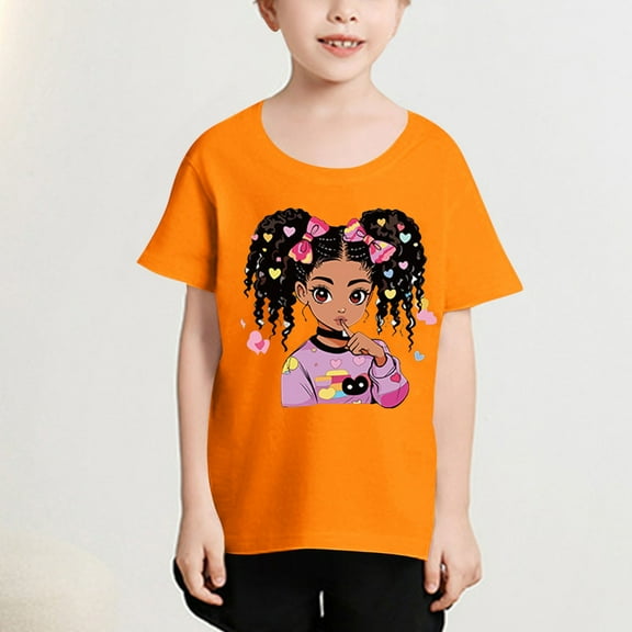 Frwgonr Big Girls T-shirts Short Sleeve Shirts for Girls Kids T-Shirts Tees Summer Tops Size 3T-12, Orange