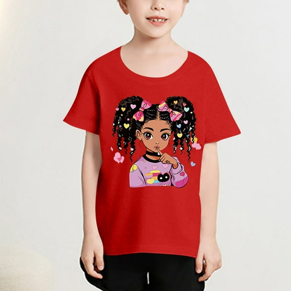 Frwgonr Big Girls T-shirts Short Sleeve Shirts for Girls Kids T-Shirts Tees Summer Tops Size 3T-12, Red