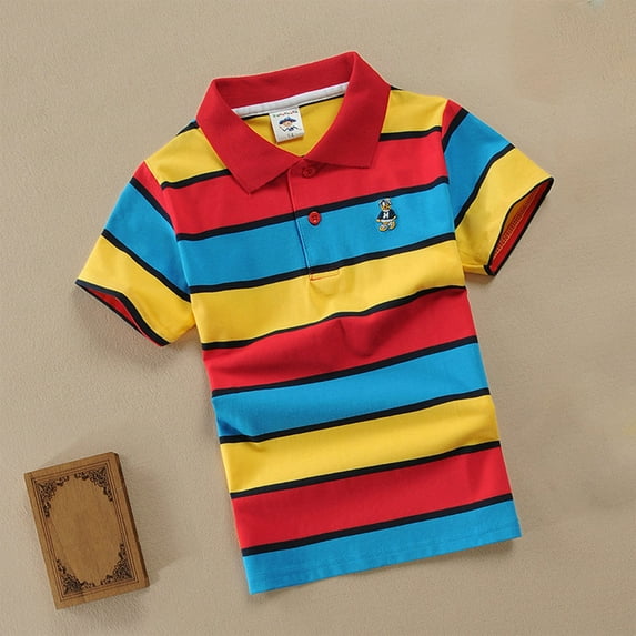 Frwgonr Boys Breathable T-shirts Short Sleeve Button Down Dress Shirts School Uniform Shirt Size 2T-13, Orange