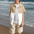 thumbnail image 1 of Frwgonr Boys Camp T-shirts Short Sleeve Button Down Shirt Beach Tropical Summer Casual Shirts for Kids 5T-15, Khaki, 1 of 6