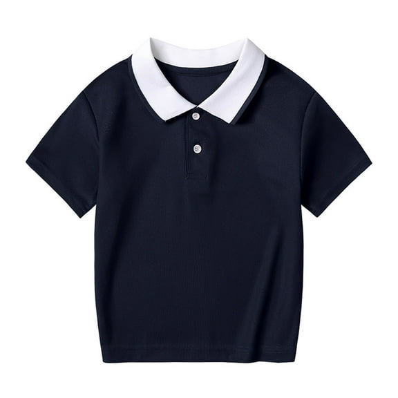 Frwgonr Boys Casual T-shirts Short Sleeve Stretch Youth School Uniform Sports Athletic Casual Tops 3-12 Years, Black
