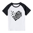 thumbnail image 1 of Frnrwgo Boys Girls Athletic Shirts Black Cute Heart Grpahic Raglan Short Sleeve Tee Tops 3-14 Years, 1 of 5