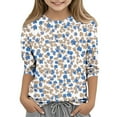 thumbnail image 1 of Frwgonr Boys Girls Athletic Shirts Blue Kids 3/4 Sleeve Cute Tops Graphic Crew Neck Shirts Soft Summer Tees 3-12 Years, 1 of 5