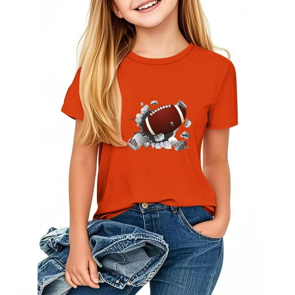 Frwgonr Boys Girls Athletic Shirts Orange Kids Summer Casual Daily Shirt Fashionable Graphic Tops Tee 1T-13