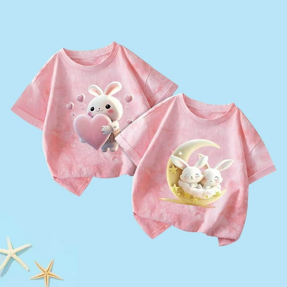 Frwgonr Boys Girls Graphic Tees Hot Pink 2-Pack Tie Dye T-Shirt Soft Casual Tops for Kids 1-12