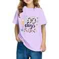 thumbnail image 1 of Frwgonr Boys Girls Graphic Tees Purple Kids 100th Day of School T-Shirt Celebration Top 3-14, 1 of 5