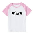 thumbnail image 1 of Frwgonr Boys Girls School Shirts Pink Cute Heart Grpahic Raglan Short Sleeve Tee Tops 3-14 Years, 1 of 5