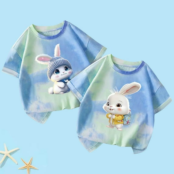 Frwgonr Boys Girls Short Sleeve Shirt Green 2-Pack Tie Dye T-Shirt Soft Casual Tops for Kids 1-12 Years