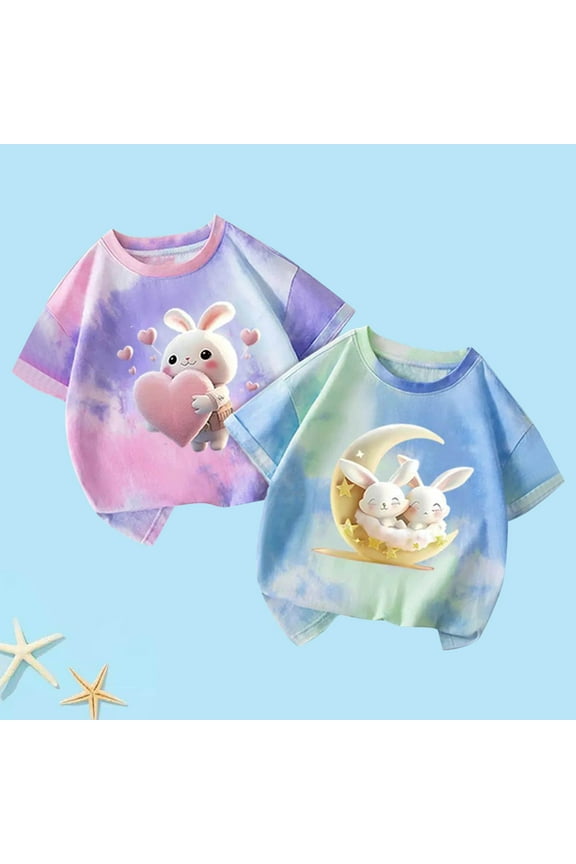 Boys Girls T Shirt Green 2-Pack Tie Dye T-Shirt Soft Casual Tops for Kids 1-12