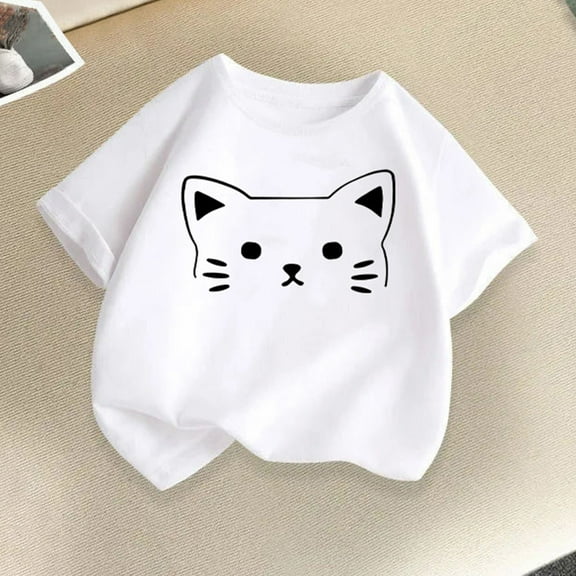 Frwgonr Boys Girls Short Sleeve Shirts White Kids Summer Casual Daily Shirt Fashionable Graphic Tops Tee 2T-14