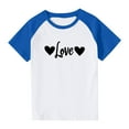 thumbnail image 1 of Frnrwgo Boys Girls' Short Sleeve T-Shirts Blue Cute Heart Grpahic Raglan Short Sleeve Tee Tops 3-14 Years, 1 of 5