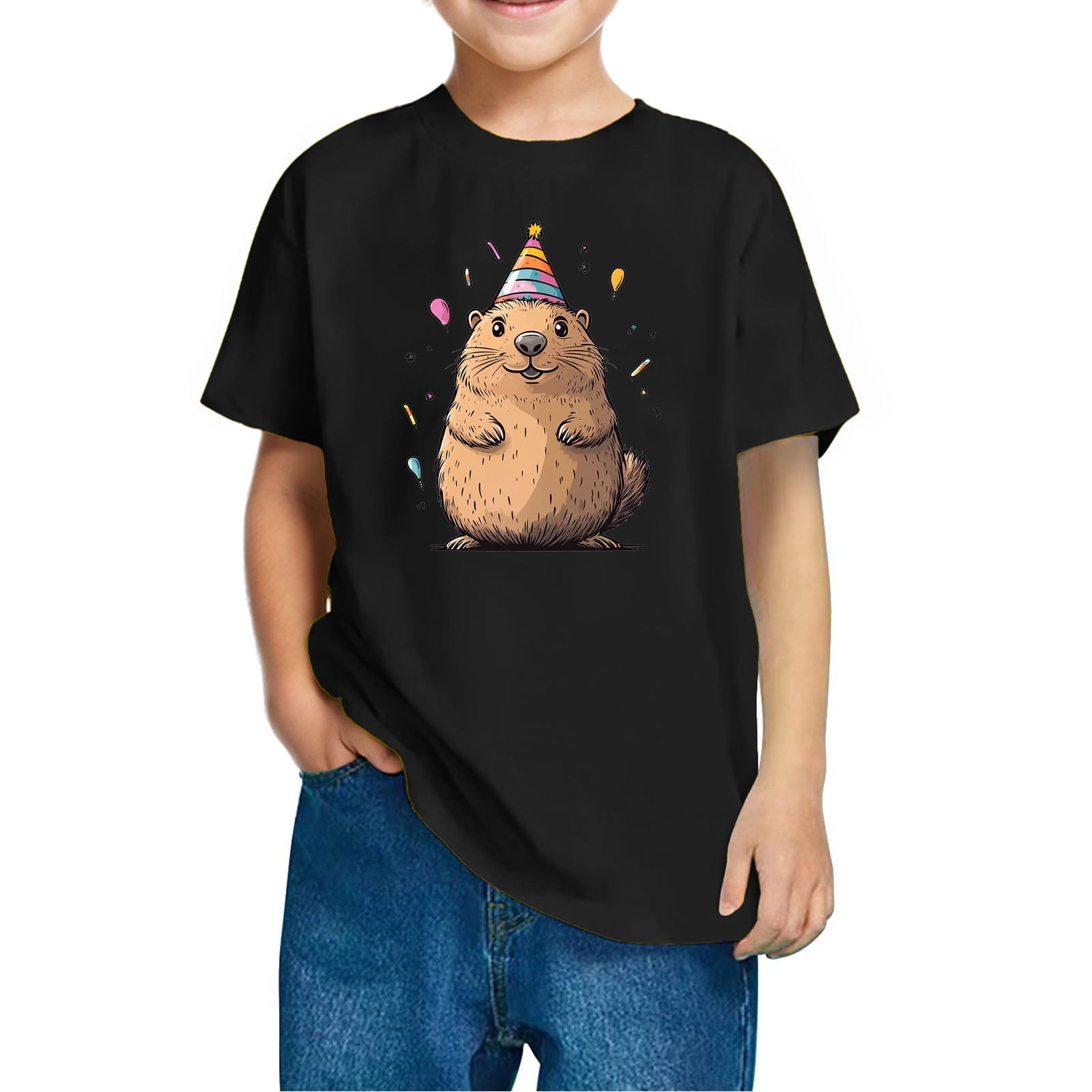 Geometric Floral Winter-Black T-shirt for Kid (USA Size) main image 1