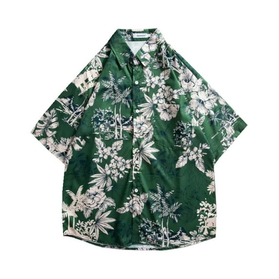 Frwgonr Boys Girls Sports Shirts Green Hawaii Shirt Cool Summer Casual Blouse Short Sleeve Button Down Tops 5T-14