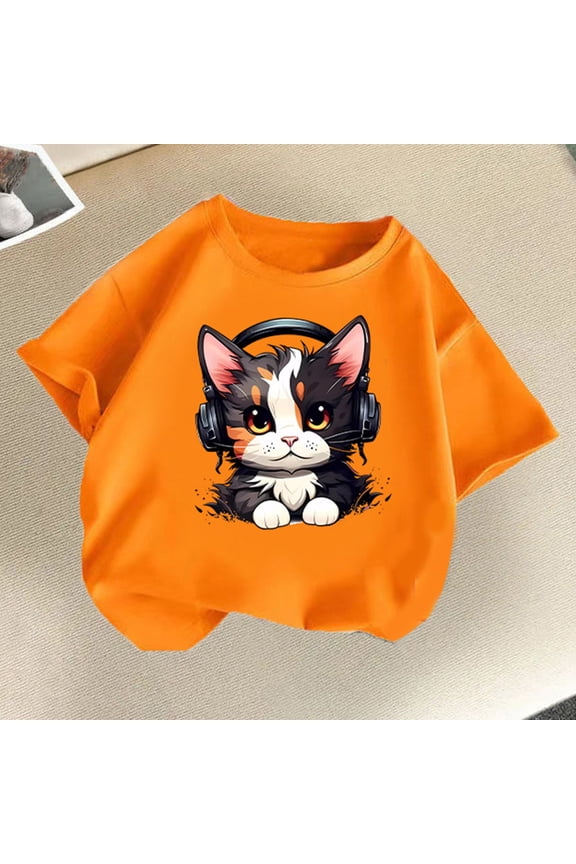 Boys Girls' Sports Tees Orange Kids Summer Casual Daily Shirt Fashionable Graphic Tops Tee 2T-14