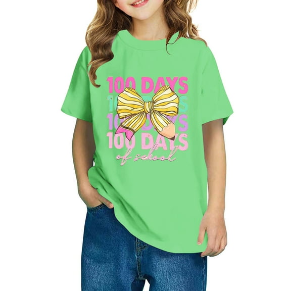 Frnrwgo Boys Girls Sweatshirt Green Kids 100th Day of School T-Shirt Celebration Top 3-14