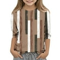 thumbnail image 1 of Frnrwgo Boys Girls Tshirt Brown 3/4 Sleeve Crewneck T Shirt Lightweight Casual School Fashion Daily Spring Summer Shirt 3-12, 1 of 5