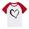 thumbnail image 1 of Frnrwgo Boys Girls Uniform Shirt Red Cute Heart Grpahic Raglan Short Sleeve Tee Tops 3-14 Years, 1 of 5