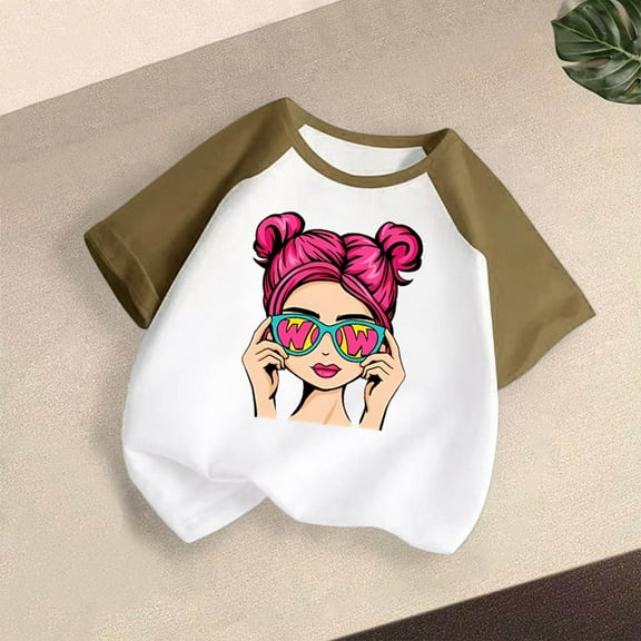 Frwgonr Boys Girls Uniform Shirts Green Cute Graphic Tee Tops Kids Summer Outfit Clothes 3T-12