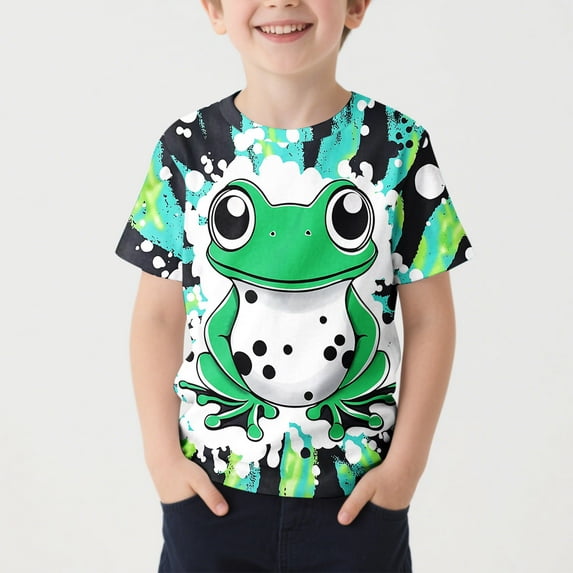 Frwgonr Boys Graphic Tees Short Sleeve Tee Tops Casual Graphic Clothes Crew Neck Shirts 3-15 Years, Multicolor