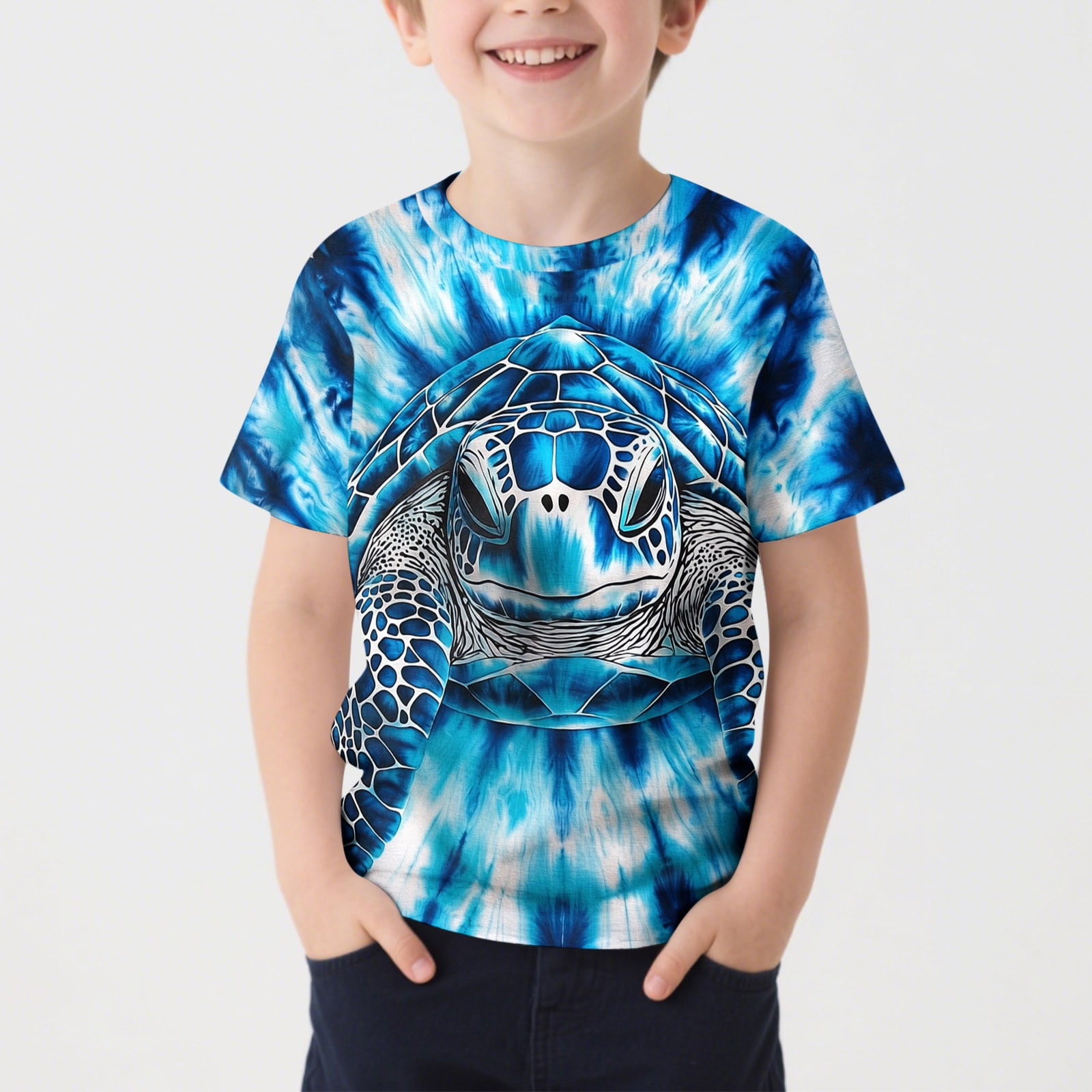 Boys Shirt Short Sleeve Tee Tops Casual Graphic Clothes Crew Neck Shirts 3-15 Years, Multicolor