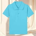 thumbnail image 1 of Frwgonr Boys Stretchy T-shirts Short Sleeve Button Down Dress Shirts School Uniform Shirt 2T-15, Light Blue, 1 of 3
