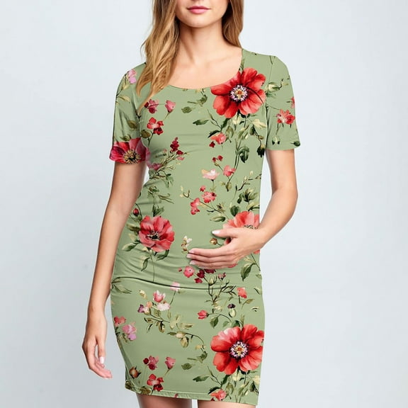Frwgonr Casual Maternity Dress Multicolor Bodycon Summer Dresses Casual Pregnancy Dress S-XL