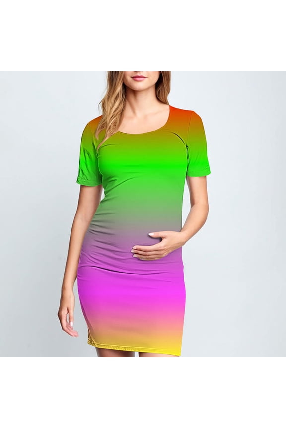 Casual Maternity Dress Multicolor Maternity Short Sleeve Dress Mama Baby Shower Pregnancy Dress S-XL