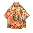 thumbnail image 1 of Frwgonr Cute Shirts for Boys Girls Orange Hawaii Shirt Cool Summer Casual Blouse Short Sleeve Button Down Tops 5-14 Years, 1 of 3