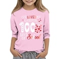thumbnail image 1 of Frwgonr Cute Shirts for Boys Girls Pink 3/4 Sleeve 100th Day of School T-Shirt Celebration Gifts Top 3-12 Years, 1 of 4