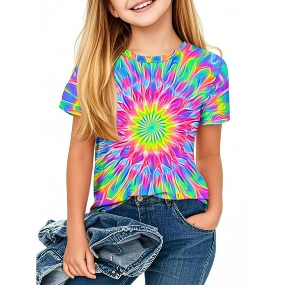 Frwgonr Cute Tops For Girls Kids Summer Crewneck Short Sleeve Fashion Casual School Tops Tees White, Size 3-12 Years