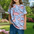thumbnail image 1 of Frwgonr Dinosaur T-shirts for Kids Short Sleeve T Shirts Kids Summer Tops Crewneck Basic Graphic Tees Size 3T-14, Light Blue, 1 of 6