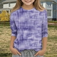 thumbnail image 1 of Frwgonr Girls' Basic 3/4 Sleeve Layering Tee Purple Kids Crewneck Tops Fashion Tees Size 3T-12, 1 of 5