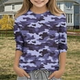 thumbnail image 1 of Frwgonr Girls' Basic 3/4 Sleeve Layering Tee Purple Kids Summer Fall Crewneck Loose Casual Tops Tees Size 3T-12, 1 of 5