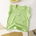 thumbnail image 1 of Frwgonr Girls Everyday T-shirts Ruffle Sleeve T Shirts Casual Cute Crewneck Tops Blouses 6M-11, Green, 1 of 3