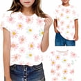 thumbnail image 1 of Frnrwgo Girls Fashion T-shirts Kids Summer Fashion Crewneck Tops Casual Tees 3-14 Years, White, 1 of 5