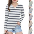 thumbnail image 1 of Frwgonr Girls Long Sleeve Playwear Top Size 3T-14 V-Neck School Sports Tees Clothes Cute Pullovers Tops Navy, 1 of 6