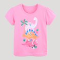 thumbnail image 1 of Frwgonr Girls Short Sleeve T-Shirts Kids Summer Crewneck Short Sleeve Fashion Casual School Tops Tees Pink, Size 2-8 Years, 1 of 5